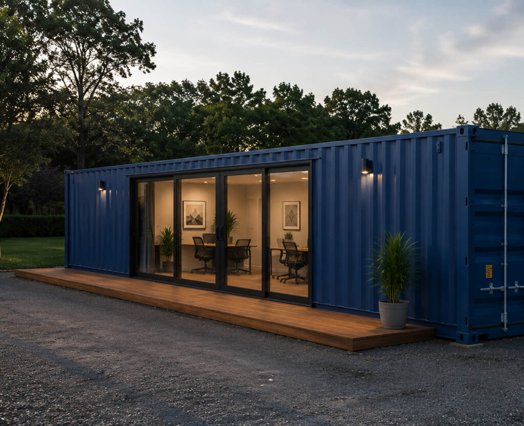 Exterior view of a modular container office