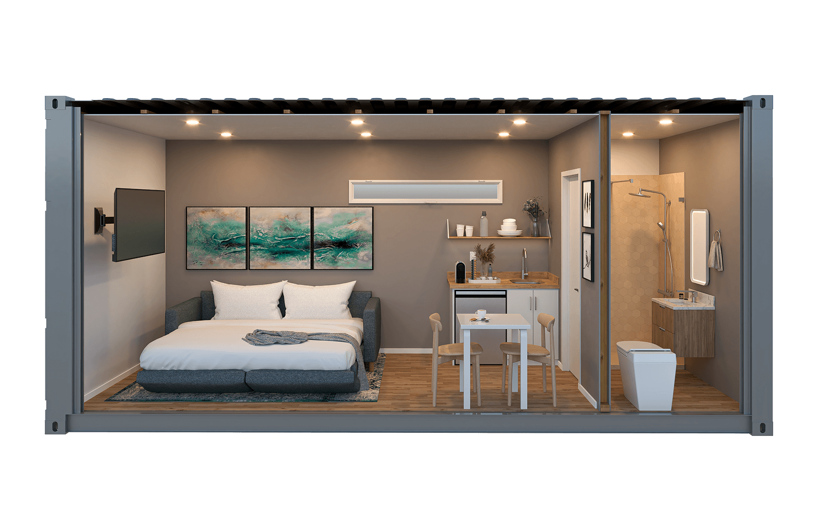 Interior rendering of the WTR 20FT Living Space