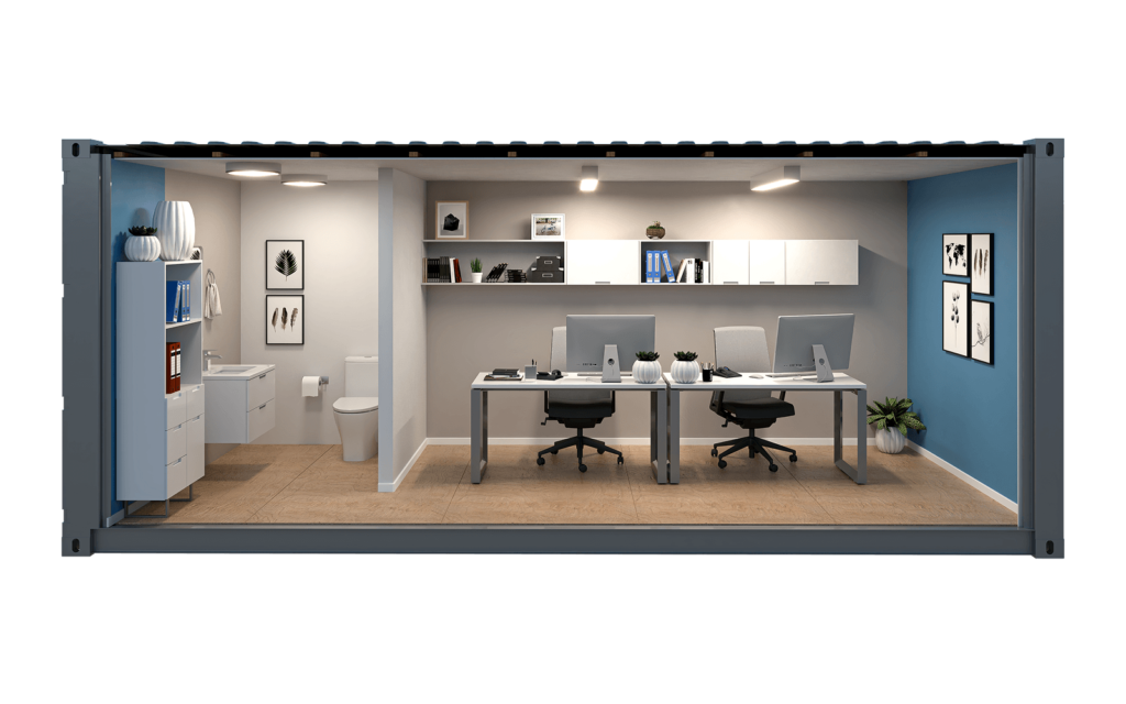 Interior rendering of the WTR 20FT Office + Restroom