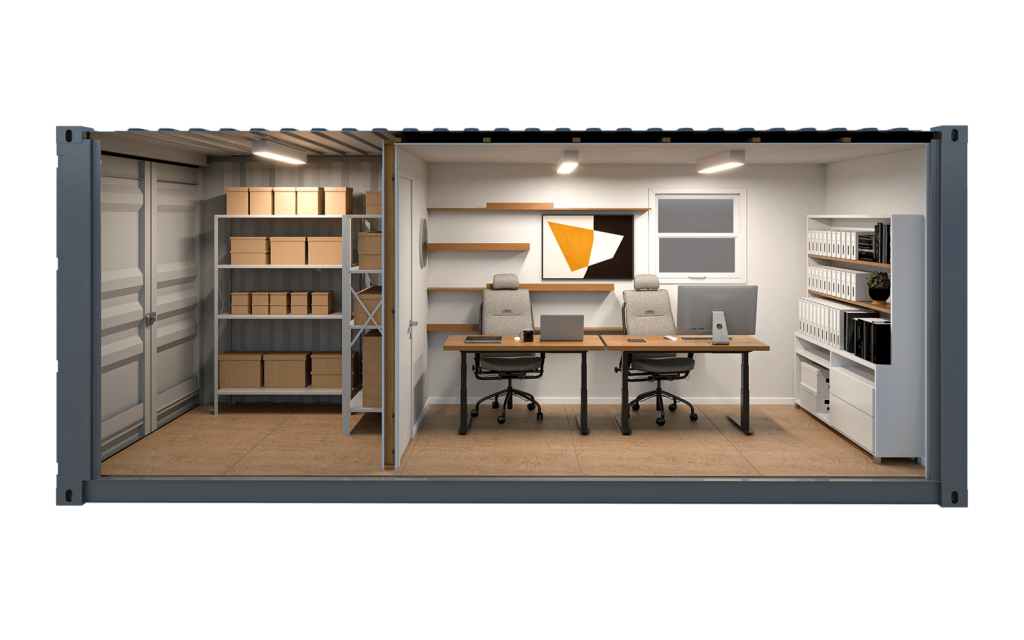 Interior rendering of the WTR 20FT Office + Storage
