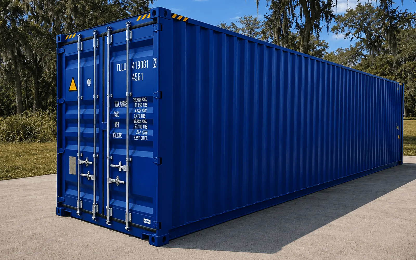 Exterior view of a 40FT High Cube shipping container