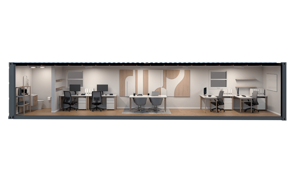 Interior rendering of the WTR 40FT Office + Restroom